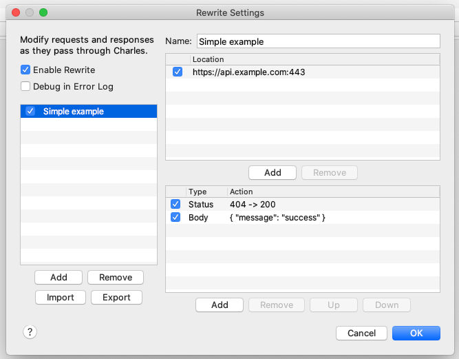Rewrite rules – Common Problems – Charles Docs-y